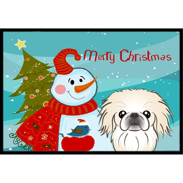 Carolines Treasures Snowman With Pekingese Indoor and Outdoor Mat- 18 x 27 in. BB1841MAT - main